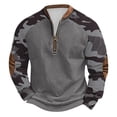 thumbnail image 1 of guisaled Mens Camo Sweatshirt Crewneck Half Zip Up Long Sleeve Pullover Tops Fall Winter Outdoor Camouflage Camping Hunting Jackets, 1 of 4