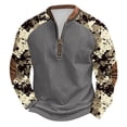 thumbnail image 1 of guisaled Mens Camo Sweatshirt Crewneck Half Zip Up Long Sleeve Pullover Tops Fall Winter Outdoor Camouflage Camping Hunting Jackets, 1 of 5