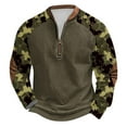 thumbnail image 1 of guisaled Mens Camo Sweatshirt Crewneck Half Zip Up Long Sleeve Pullover Tops Fall Winter Outdoor Camouflage Camping Hunting Shirts Sale, 1 of 5