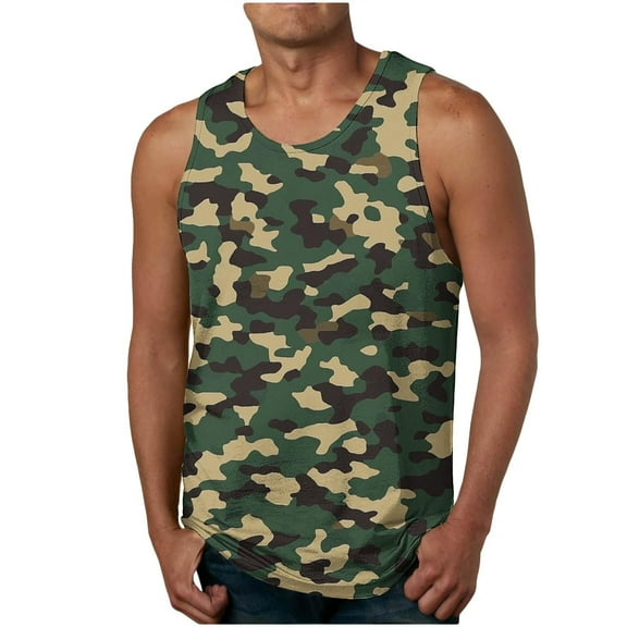 guisaled Mens Camo Tank Tops Sleeveless Camouflage Muscle Undershirts Casual Comfy Cotton Strech Fitness Gym Workout Tank Top