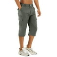 thumbnail image 1 of guisaled Mens Cargo Shorts Below Knee 3/4 Stretch Twill Cotton Long Shorts Relaxed Fit Elastic Waist Multiple Pockets Outdoor Hiking Shorts Valentines Day Gifts, 1 of 1
