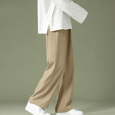 guisaled Mens Casual Pants Big and Tall Elastic Waisted Straight Wide Leg Pants 2025 Summer Lightweight Quick Dry Cool Trousers Pants Sale
