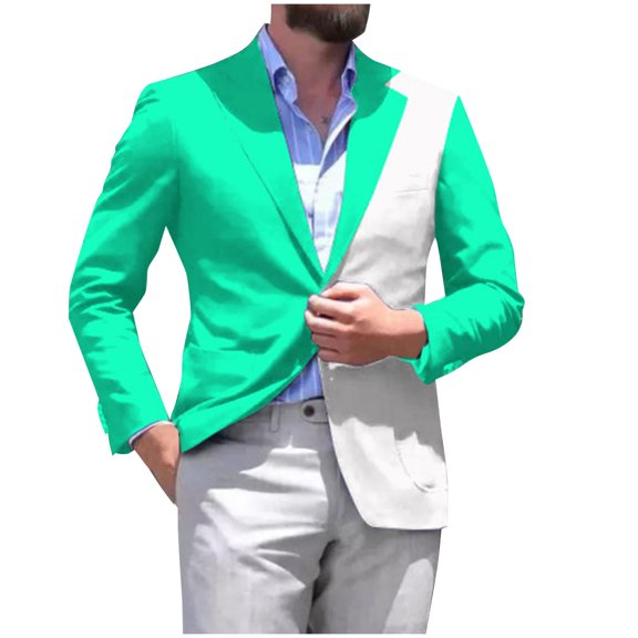 guisaled Mens Casual Sport Coat Slim Fit Lightweight Blazers Jacket One Button Notched Lapel Color Block Office Business Suit Jackets