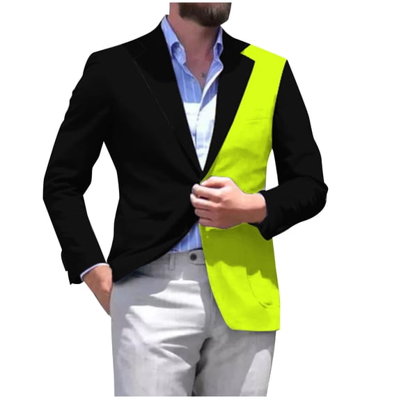 guisaled Mens Casual Sport Coat Slim Fit Lightweight Blazers Jacket One Button Notched Lapel Color Block Office Business Suit Jackets