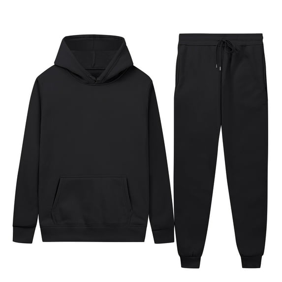 guisaled Mens Casual Sweatsuit Outfits Loose Fit Hooded Sweatshirt & Joggers Sweatpants Set Fashion Solid Drawstring Tracksuit