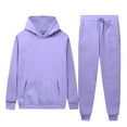 thumbnail image 1 of guisaled Mens Casual Sweatsuit Outfits Loose Fit Hooded Sweatshirt & Joggers Sweatpants Set Fashion Solid Drawstring Tracksuit, 1 of 6
