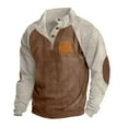 thumbnail image 1 of guisaled Mens Corduroy Sweatshirts Loose Casual Long Sleeve Drop Shoulder Tops Stand Collar 1/4 Button Up Fall Winter Pullover Sweaters, 1 of 6