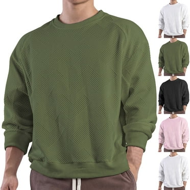 guisaled Mens Crewneck Sweatshirt Long Sleeve Cotton Casual Pullover Tops Fall Winter Baggy Classic Fit Solid Pullover Sweaters with Ribbing Edge Christmas Gift