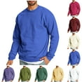 thumbnail image 1 of guisaled Mens Crewneck Sweatshirts Solid Long Sleeve Casual Warm Pullover Tops Classic Fit Loose Comfort Soft Basic Sweatshirt, 1 of 8