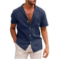 thumbnail image 1 of guisaled Mens Dress Shirts Short Sleeve Cotton Linen Work Shirt 2025 Summer Lightweight Casual Lapel Collar Button Dwon Shirts, 1 of 6