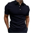 thumbnail image 1 of guisaled Mens Dress Shirts Short Sleeve Lapel Collared Casual Henley Shirt Solid Color Button Down Slim Fit Muscle Tee Shirts, 1 of 7