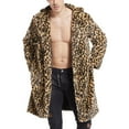 thumbnail image 1 of guisaled Mens Faux Fur Coats Winter Long Jacket Fluffy Parka Overcoats Open Front Turn Collar Cardigan Outwear With Pockets, 1 of 9
