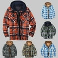 thumbnail image 1 of guisaled Mens Flannel Hooded Shirt Jacket with Quilted Lined Winter Soft Warm Long Sleeve Plaid Jacket Outdoor Hiking Windbreaker Jackets, 1 of 7