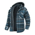 thumbnail image 1 of guisaled Mens Flannel Jackets with Hood Long Sleeve Button Down Plaid Shirts Jacket Lightweight Quilted Lined Warm Casual Jackets, 1 of 5