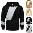 thumbnail image 1 of guisaled Mens Fleece Hoodies Lightweight Color Block Drawstring Pullover Tops Outdoors Casual Athletic Hooded Sweatshirt with Pocket Clearance On Sale, 1 of 8