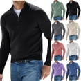 thumbnail image 1 of guisaled Mens Fleece Sweaters Quarter Zip Up Long Sleeve Mock Neck Soft Wool Sweatshirt Fashion Casual Slim Fit Pullover Tops, 1 of 3