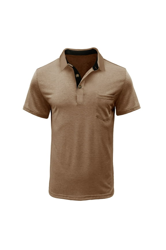 Mens Golf Shirt Performance Sport Short Sleeve Moisture Wicking Quick Dry Casual Shirts Solid Color Button Down Shirt