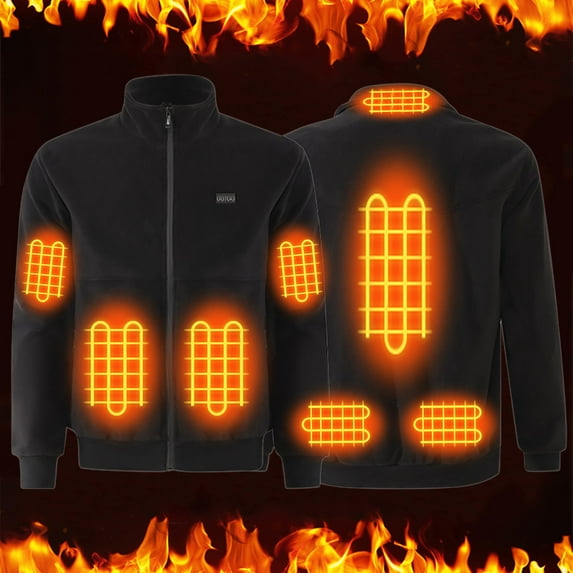guisaled Mens Heated Fleece Jacket , Fleece Heating Jacket Warming Jacket for Men Fuzzy Lightweight Heating Coat Winter Outwear