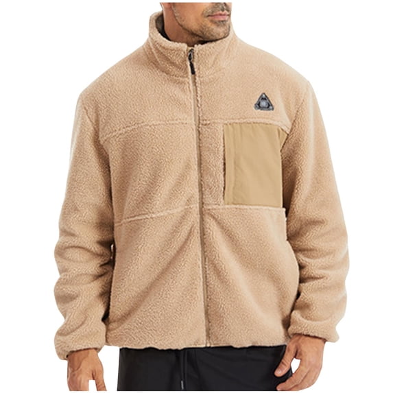guisaled Mens Heated Fleece Jackets Fuzzy Lightweight Heating Coat Full Zip Stand Collar Multiple Heating Zones Warm Hunting Jackets
