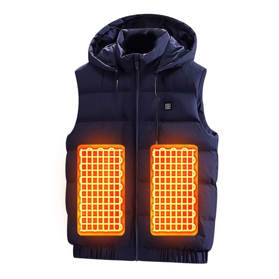 guisaled Mens Heated Vest with Hood Lightweight Rechargeable USB Heated Vest 9 Heating Levels Battery Pack Not Included Heated Jackets