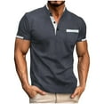 thumbnail image 1 of guisaled Mens Henley Shirts Short Sleeve Button Down Dress Shirt Classic Basic Solid Color Slim Fit Casual Business Work Tops Sale, 1 of 6