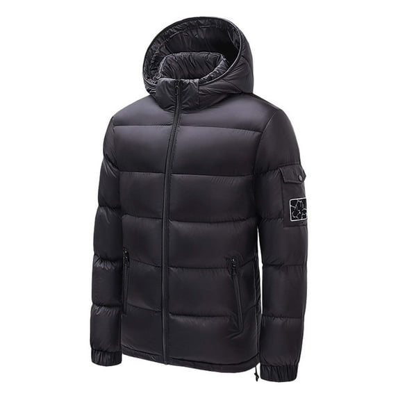 guisaled Mens Hooded Down Jacket Water Resistant Windproof Puffer Jacket Full Zip Up Lightweight Warm Winter Coats wiht Pockets