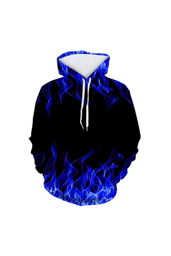 Mens Hoodie Pullover Unisex 3d Flame Graphic Hoodies Casual Lightweight Drawstring Space Hooded Sweatshirts with Pockets