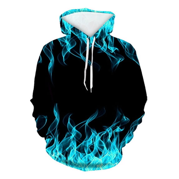 guisaled Mens Hoodie Pullover Unisex 3d Flame Graphic Hoodies Casual Lightweight Drawstring Space Hooded Sweatshirts with Pockets