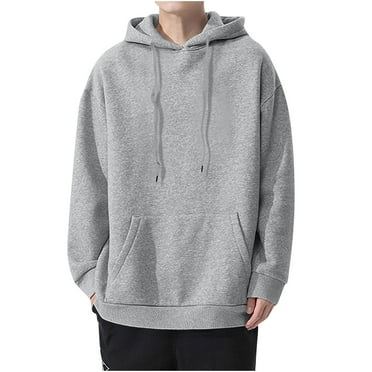 guisaled Mens Hoodies Clearance Long Sleeve Hooded Collar Lightweight Sweatshirts Solid Comfrt Classic Pullover Tops with Kangaroo Pockets Deals