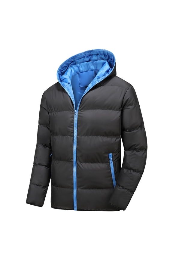Mens Lightweight Jackets Packable Puffer Jacket Hooded Insulated Warm Winter Coat Windproof Zipper Down Jackets