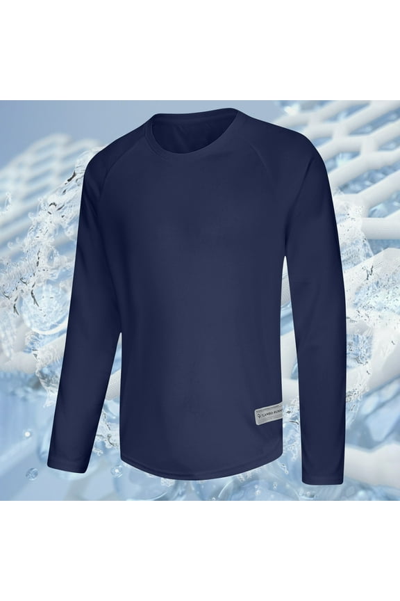 Mens Long Sleeve Shirt Quick Dry Moisture Wicking Rash Guard Tee Shirts Solid Color Classic Basic Lightweight Workout Golf Shirts