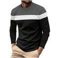 thumbnail image 1 of guisaled Mens Long Sleeve Shirts Casual Stylish Regular Fit Crewneck T-Shirts Color Block Patchwork Lightweight Basic Undershirts Valentine'S Day Gifts, 1 of 7