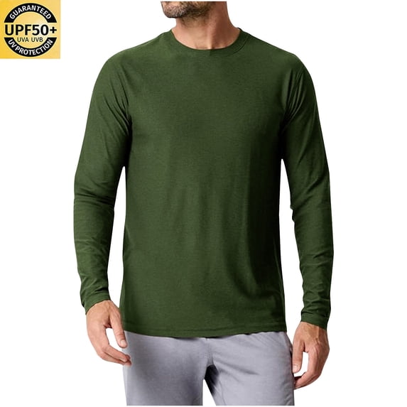 guisaled Mens Long Sleeve Shirts Quick Dry Rash Guard Moisture Wicking Fishing Shirts Athletic Running Gym Workout Tee Shirts