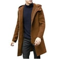 thumbnail image 1 of guisaled Mens Pea Coat Classic Slim Fit Wool Blend Hoodie Long Windbreaker Jacket Full Zip Winter Dressy formal Business Overcoat, 1 of 7