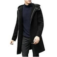 thumbnail image 1 of guisaled Mens Pea Coat Classic Slim Fit Wool Blend Hoodie Long Windbreaker Jacket Full Zip Winter Dressy formal Business Overcoat, 1 of 7
