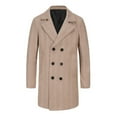 thumbnail image 1 of guisaled Mens Pea Coat Wool Long Slim Fit Classic Lapel Trench Overcoat Double Breasted Casual Windbreaker Jackets, 1 of 6