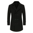 thumbnail image 1 of guisaled Mens Pea Coat Wool Long Slim Fit Classic Lapel Trench Overcoat Double Breasted Casual Windbreaker Jackets, 1 of 7