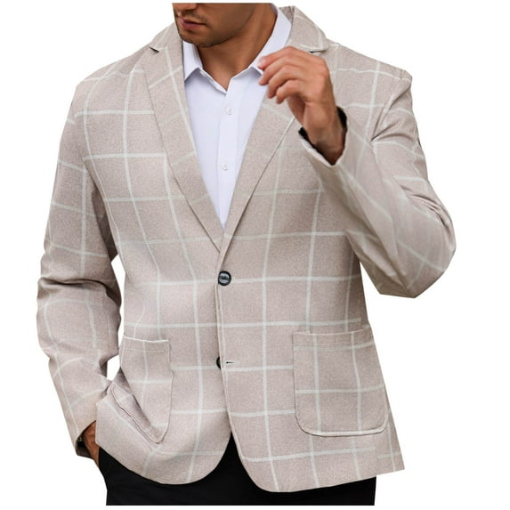 guisaled Mens Plaid Blazer Jacket Dressy Casual Slim Fit Checkered Suit Jackets One Button Notch Lapel Wedding Prom formal Sport Coats