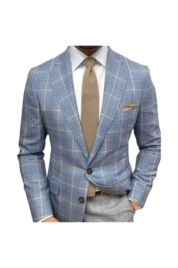 Mens Plaid Blazer Sport Coats Jackets Slim Fit Lightweight Checkered Blazers One Button Notched Lapel Business Casual Jackets