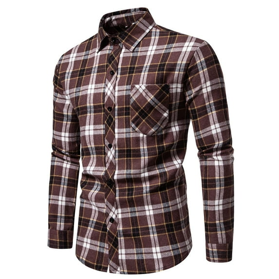 guisaled Mens Plaid Shirts Button Down Casual Dressy Shirts Cotton Long Sleeve Shirts Slim Regular Fit Business Office Tops Christmas