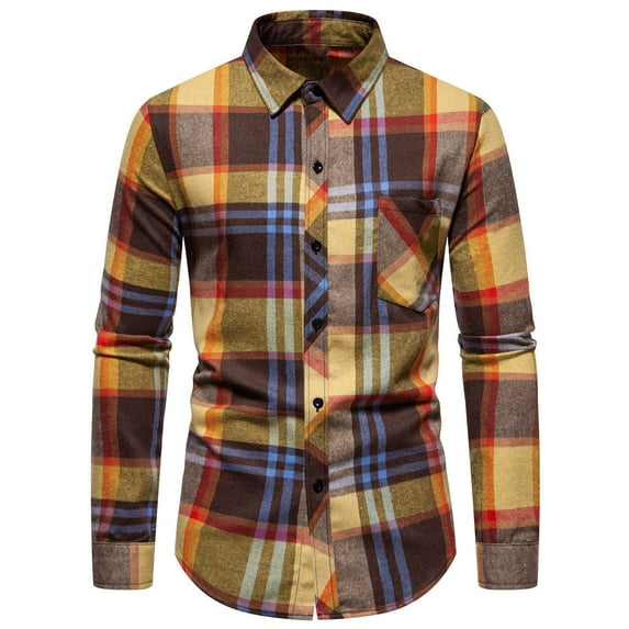 guisaled Mens Plaid Shirts Button Down Casual Dressy Shirts Cotton Long Sleeve Shirts Slim Regular Fit Business Office