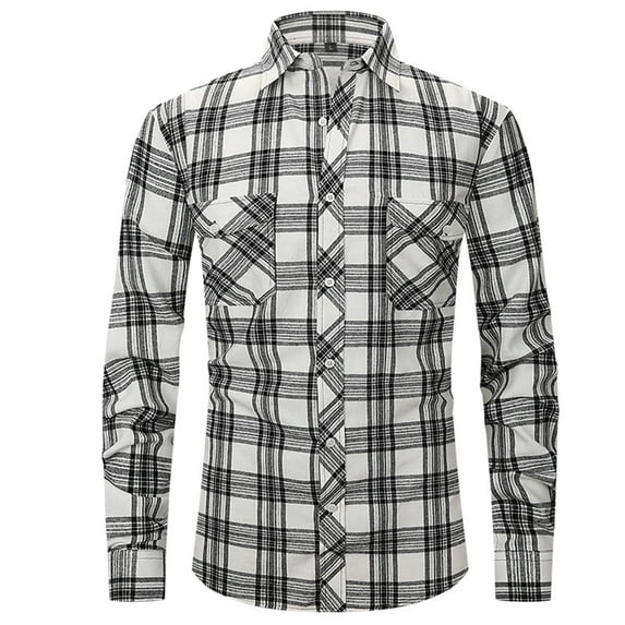 guisaled Mens Plaid Shirts Button Down Casual Dressy Shirts Cotton Long Sleeve Shirts Slim Regular Fit Business Office