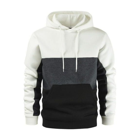 guisaled Mens Pullover Hoodies Lightweight Sweatshirts Drawstring Colors Block Patchwork Hoodie Long Sleeve Casual Fleece Sweatshirt