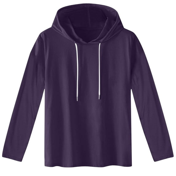 guisaled Mens Pullover Hoodies Solid Colors Classic Fit Drawstring Hooded Sweatshirts Long Sleeve Loose Fit Comfy Casual Tops