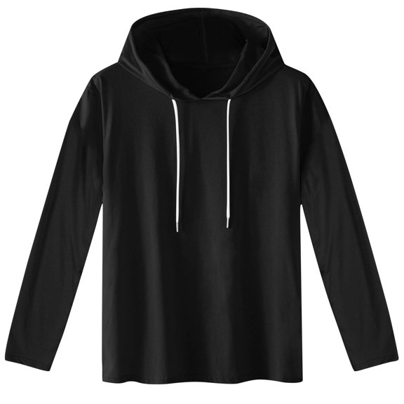 guisaled Mens Pullover Hoodies Solid Colors Classic Fit Drawstring Hooded Sweatshirts Long Sleeve Loose Fit Comfy Casual Tops