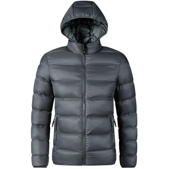 guisaled Mens Quilted Jackets Hooded Waterproof Windproof Puffer Jacket Full Zipper Insulated Lightweight Warm Winter Coats