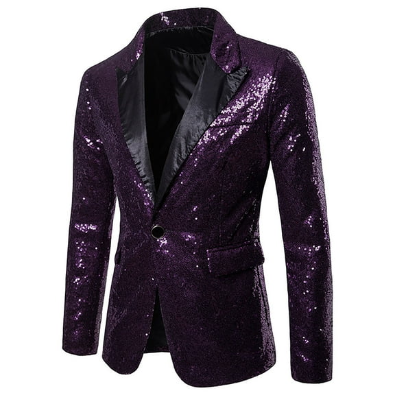 guisaled Mens Sequin Blazer Slim Fit Gold Party Prom Wedding Tuxedo One Button Notched Lapel Suit Jacket Fashion Shiny Sport Coat