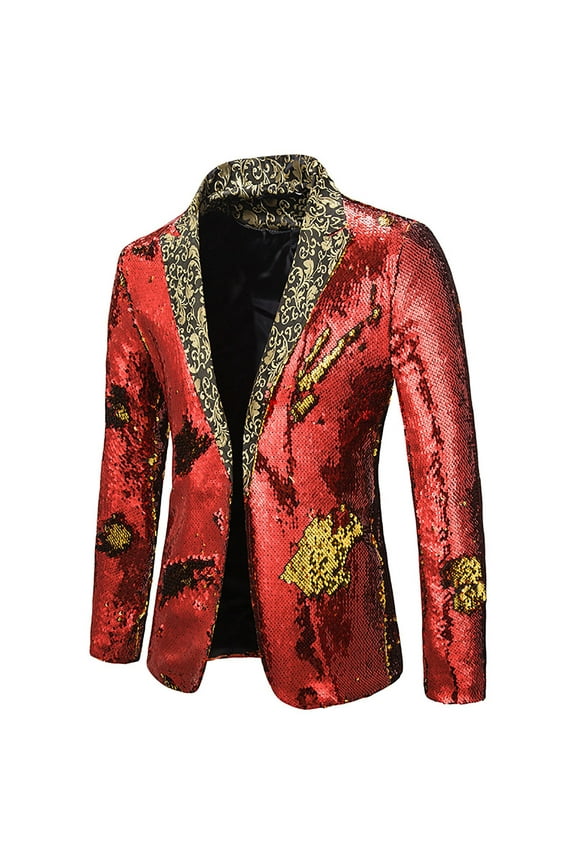 Mens Sequin Suit Jacket Slim Fit One Button Notch Lapel Blazer Jackets Prom Tuxedo Wedding Dinner Party Festival formal Blazers