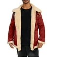 thumbnail image 1 of guisaled Mens Sherpa Jackets 2025 Winter Warm Plush Lapel Collar Suede Jackets Faux Leather Fuzzy Fleece Open Front Trench Coats Christmas, 1 of 1