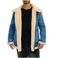 thumbnail image 1 of guisaled Mens Sherpa Jackets 2025 Winter Warm Plush Lapel Collar Suede Jackets Faux Leather Fuzzy Fleece Open Front Trench Coats, 1 of 1